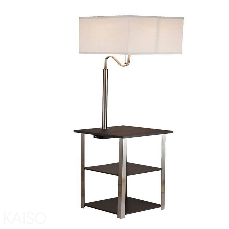 Lampe de table d'appoint carrée 58 "de haut" Dru "avec charge et port USB, argent, H 58 po x l 14 po x P 14 po, Argent