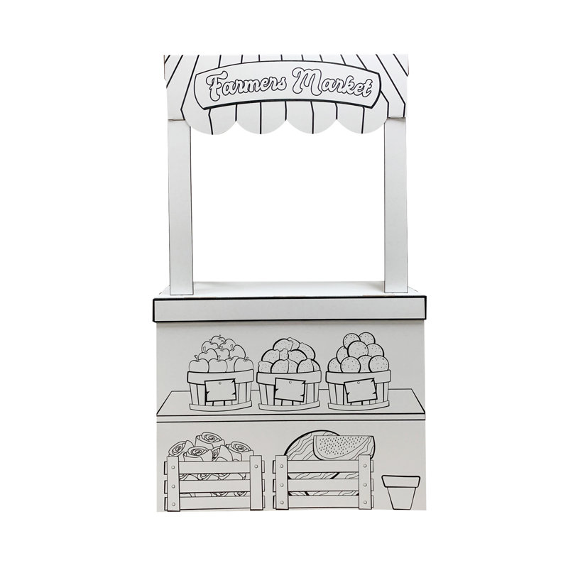 58'' Black and White Cardboard Farmers Market Stand
