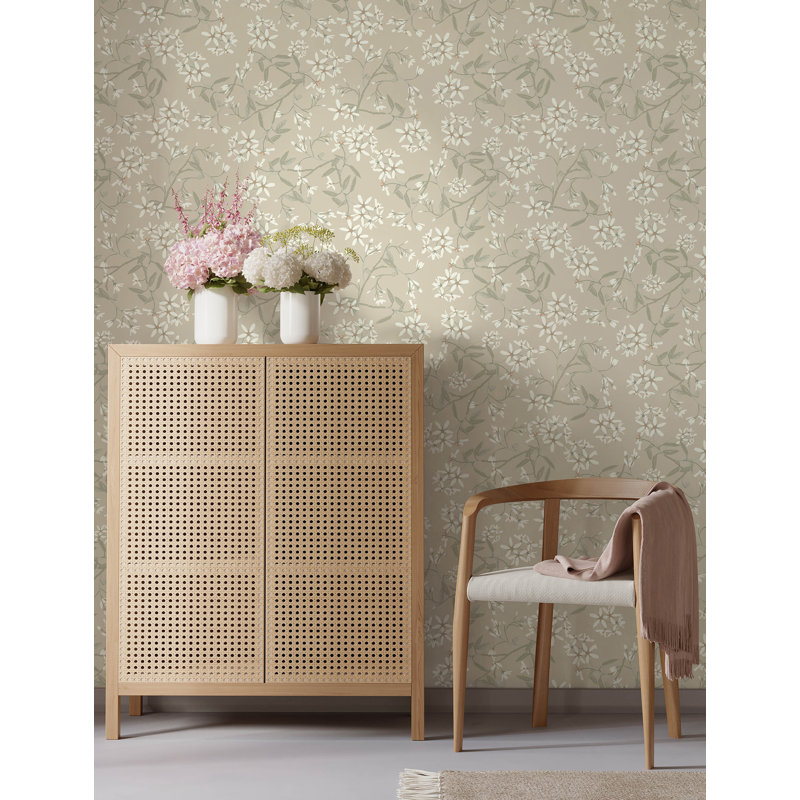 Papier peint Paradis Bouquet beige, Beige