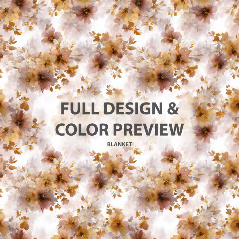 Brown Whisper - couverture polaire florale dorée, jeté rustique chaud, Gold/Brown Floral