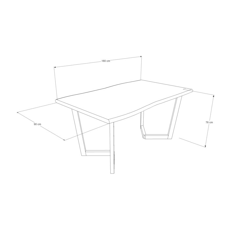 Heidi Oak Solid Wood Dining Table, Natural, 76cm H x 180cm L x 90cm W