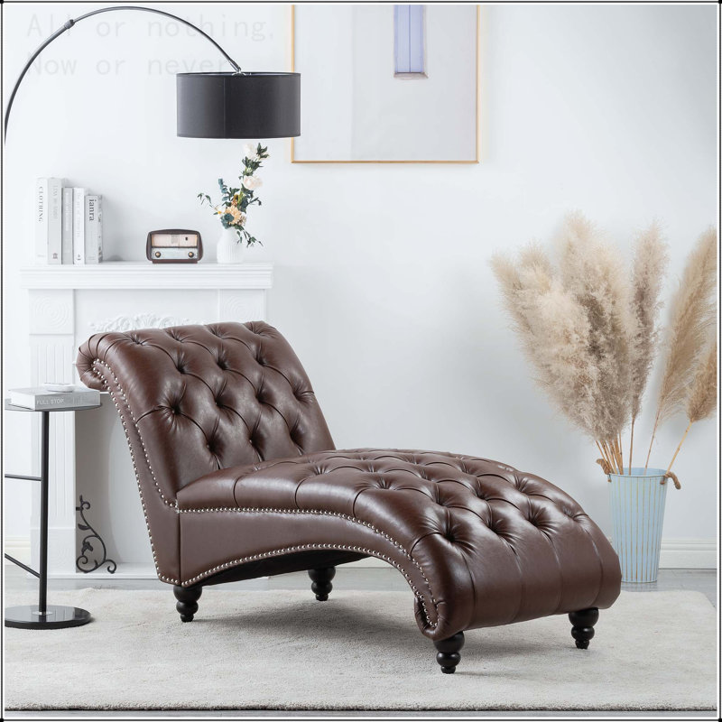 Chaise longue sans accoudoirs touffetée, Marron foncé