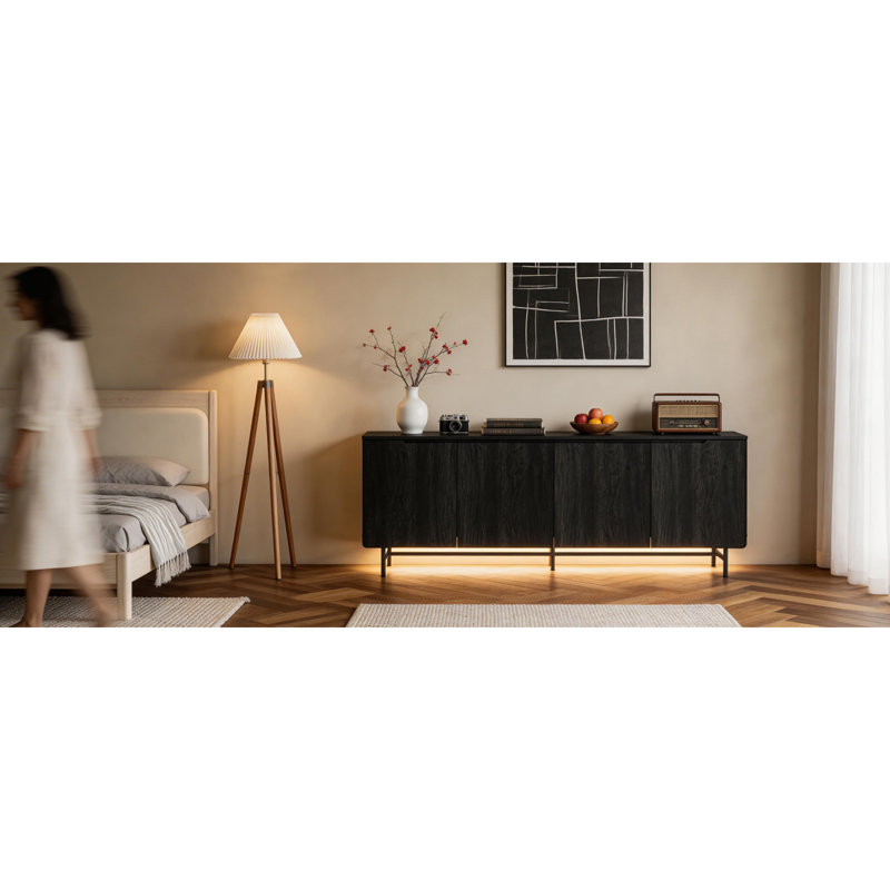 Spacieux meubles de rangement et téléviseurs, MDF noir, maison moderne