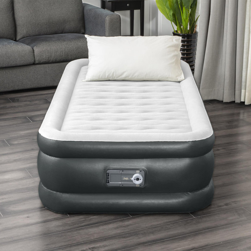 Sealy Twin 18" Gray and White Inflatable Air Mattress with Built-In Pump