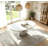 Round Faux Marble Dining Table Set, 47.24"-63" Extendable Oval Dining Table & Tufted Velvet Chairs, Modern Mirrored Kitchen Dining Room Table and Chairs Set-1973735857-1973735858