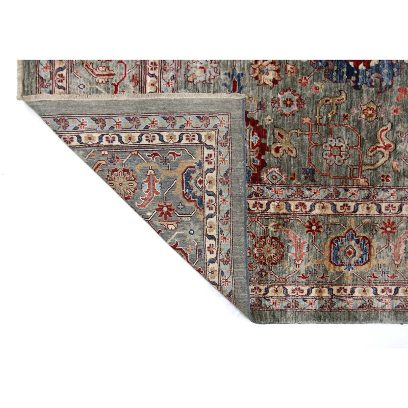 High-Quality Hand-Knotted Green Area Rug