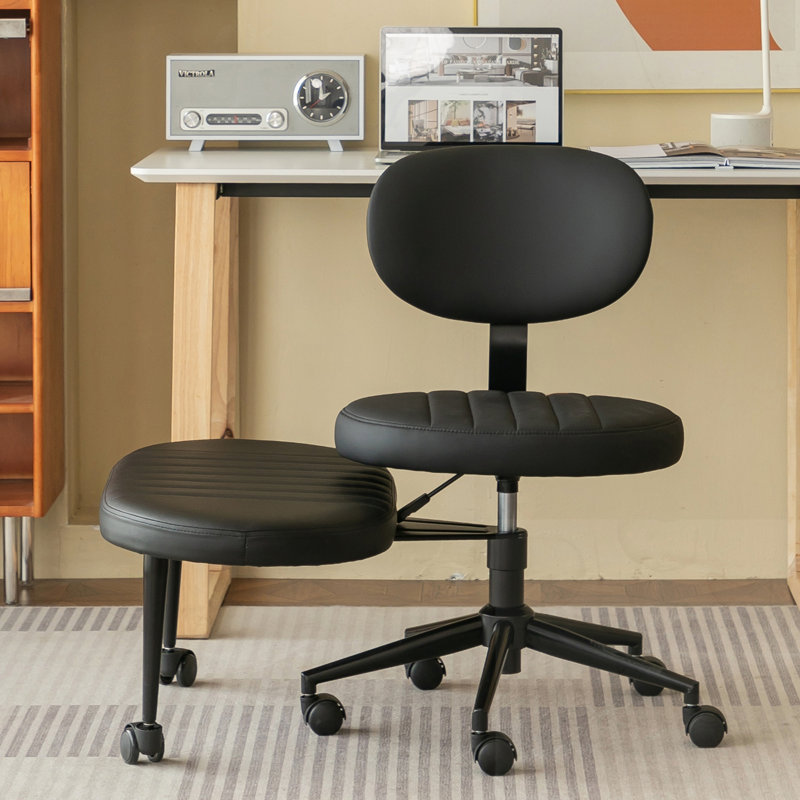 Swivel Cross Legged Office Chair, Faux Fur, Black