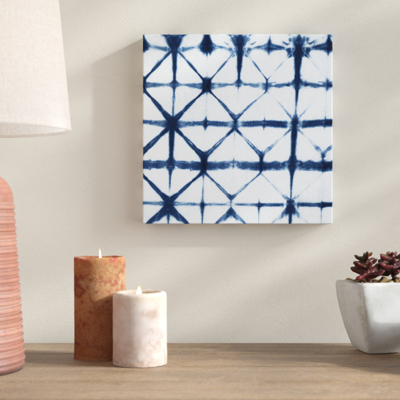 «Indigo Tiles VIII», peinture sur toile, H 12 po x l 12 po, Toile tendue