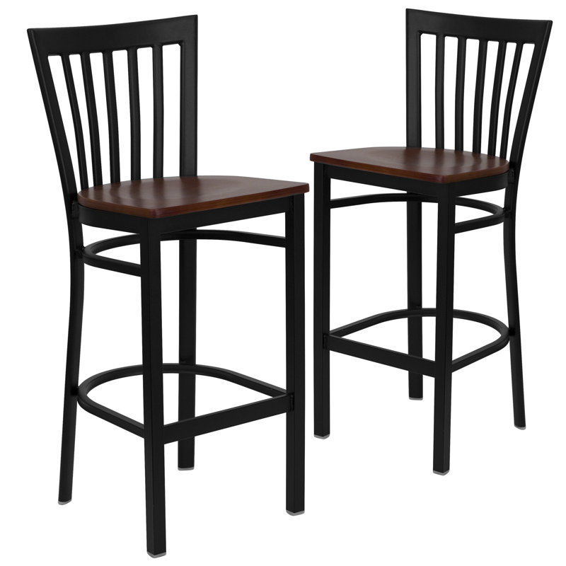 Lyman Counter Stool with Metal Frame, Bar Stool (30" Seat Height), 2, Cherry
