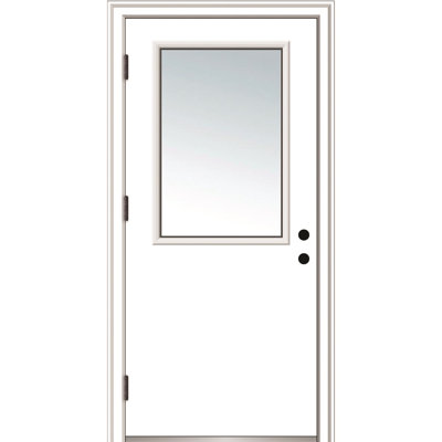 Clear Glass Steel Prehung Front Entry Door