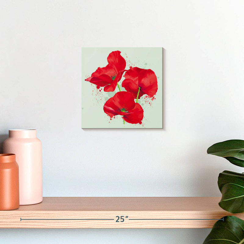 Coquelicots cramoisis, H 10 po x l 10 po