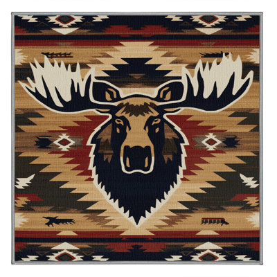 Washable Moose Southwestern Area Rug