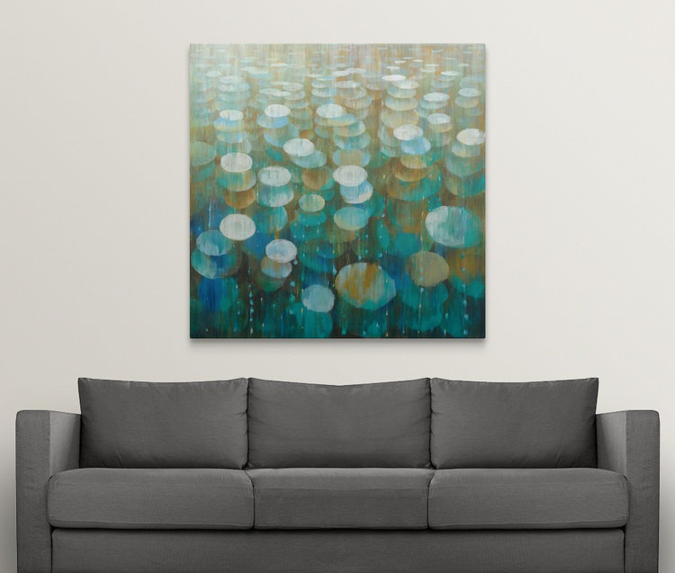 «Rain Drops», impression d'art graphique Danhui Nai, H 20 po x l 20 po x P 1,5 po, Toile