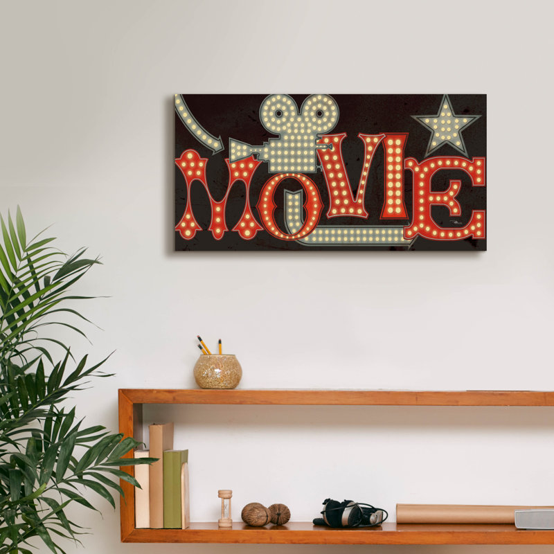 «Movie Lights 2 V2» par Pela Studio, art mural sur toile, H 12 po x l 24 po x P 0,75 po