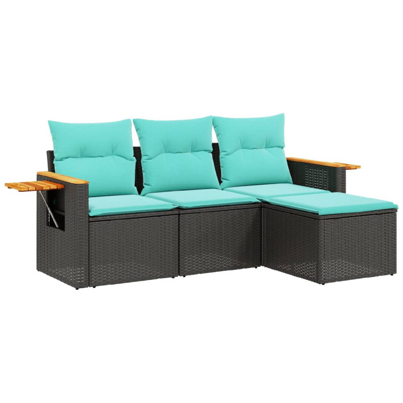  Garden Sofa Set Black, Blue