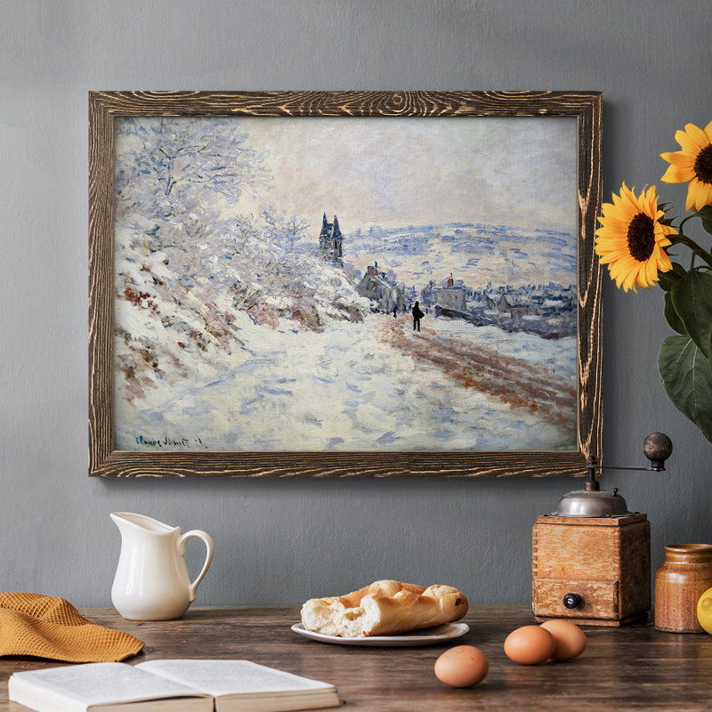 «The Road To Vetheuil, Snow Effect, 1980», reproduction d'art sur toile, Noyer, H 14 po x l 20 po x P 1,5 po