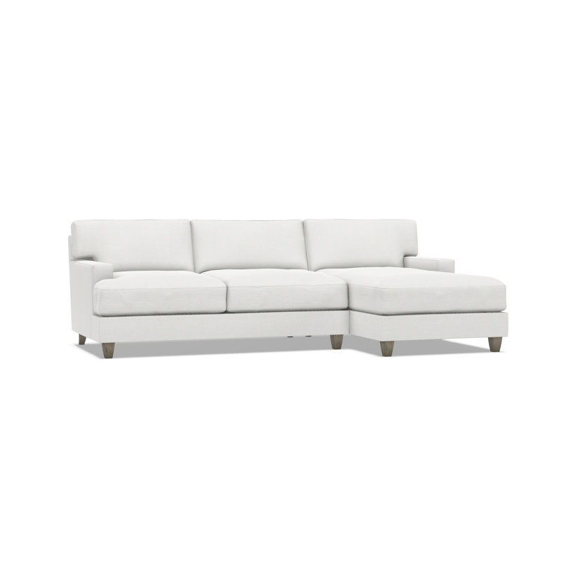 Mila 2-Piece Fabric Sectional, White Polyester Blend, Right Hand Facing, 33.5" H x 101" W x 61" D