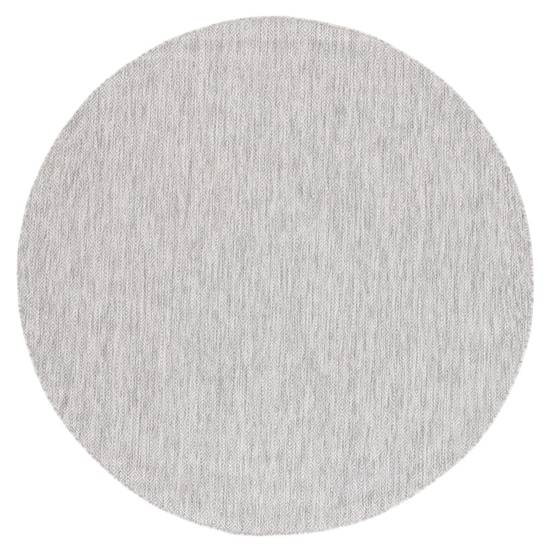 Tapis intérieur / extérieur à motif géométrique gris, Rond 5 pi 3 po