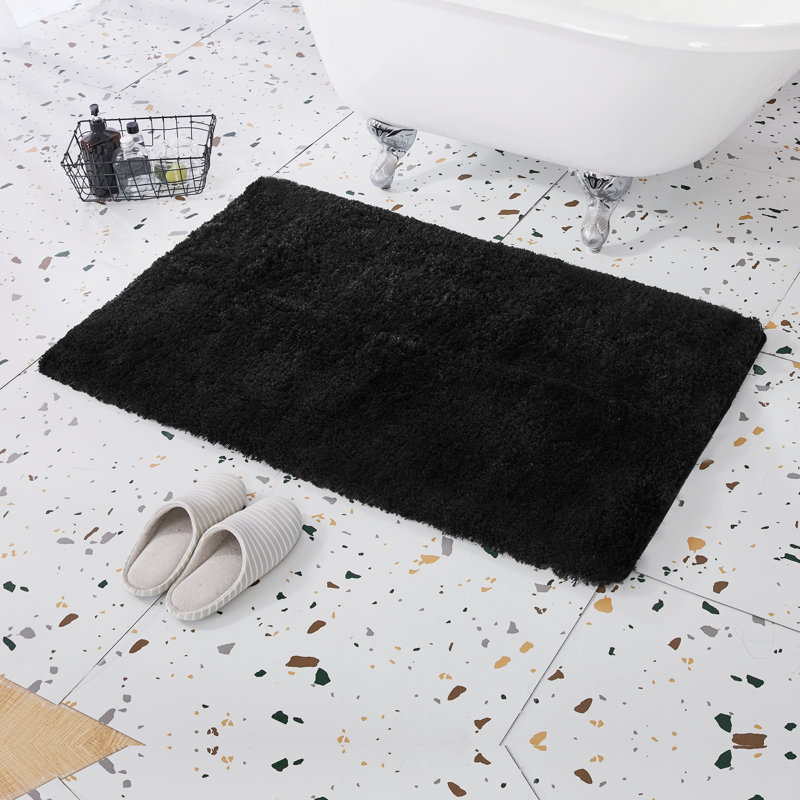 Mirrabooka Non-Slip Bath Rug, 17" W x 24" L, Black