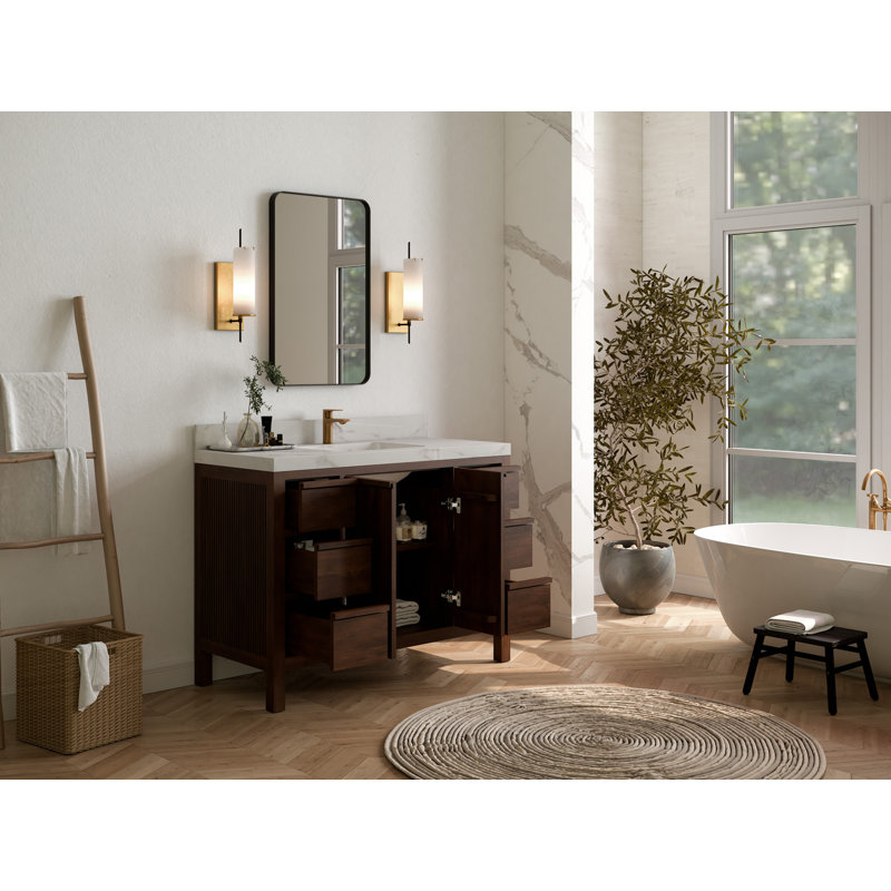 48'' Single Bathroom Vanity with Quartz Top, White