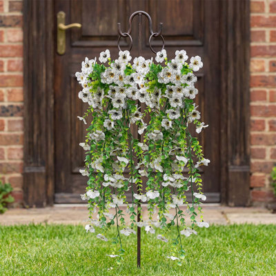 Fleurs artificielles à suspendre pour l'extérieur, 2 pièces de fleurs artificielles pour l'extérieur résistantes aux rayons UV, plante à suspendre artificielle pour les jardinières d'extérieur