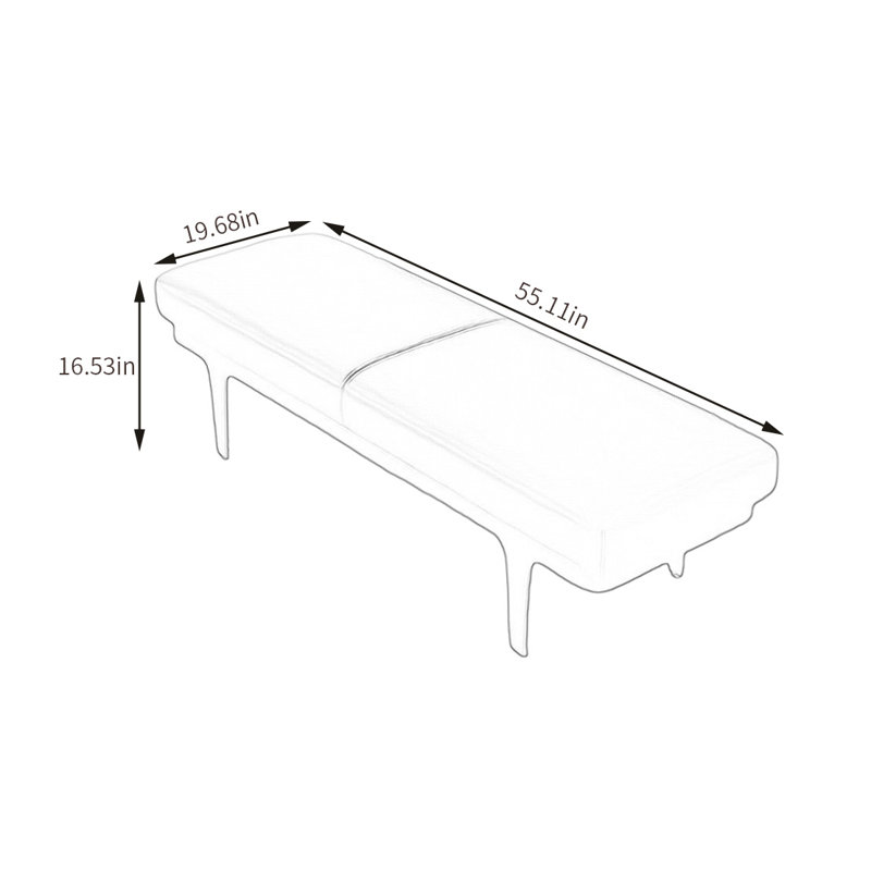 Banc rembourré en similicuir New Luxury, H 16,53 po x l 55,11 po x P 19,68 po