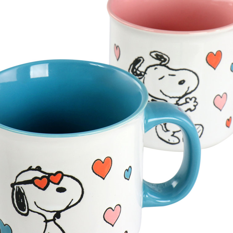  Peanuts Snoopy Mothers Love 4 Pack Large 21 OZ Camper Stoneware  Mugs : Home & Kitchen