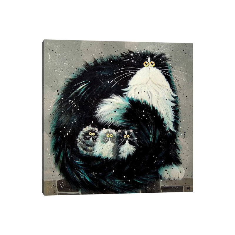 Purrtection par Kim Haskins - reproduction d'art, Toile tendue, Pas de tapis, H 12 po x l 12 po x P 1,5 po