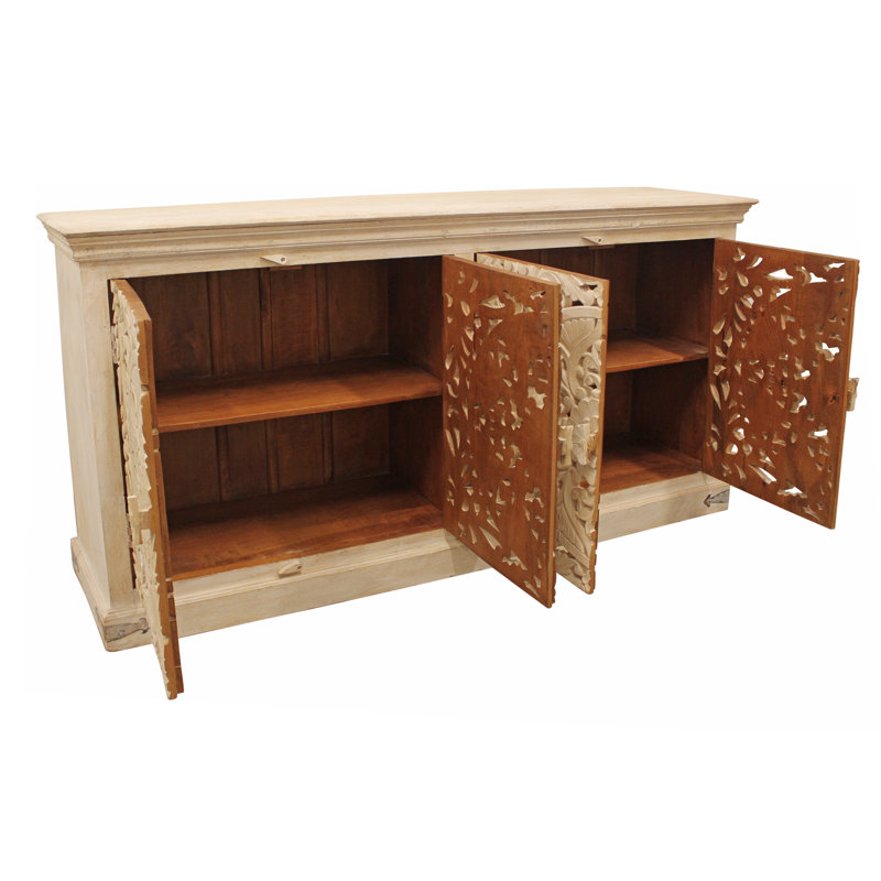 Erie 71'' Solid Wood Sideboard, Distressed White