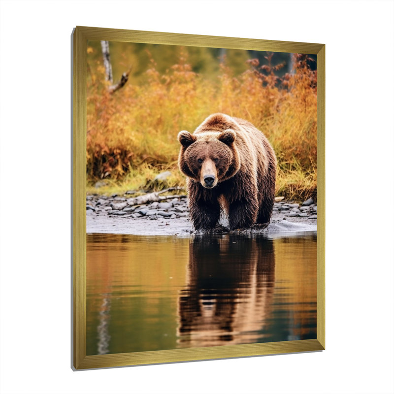 Grizzly dans un paysage de l'Alaska III, H 44 po x l 34 po x P 1,5 po, Encadrement doré