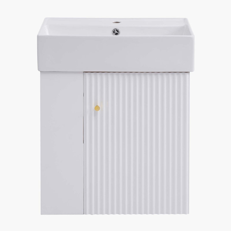 Meuble-lavabo flottant moderne 21,6 po avec lavabo en céramique - Rangement à gauche