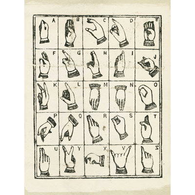 " Vintage Sign Language Alphabet Crop "