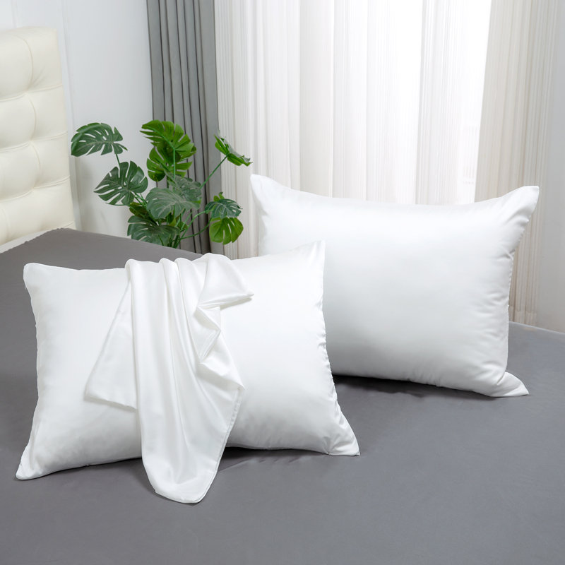 Smooth Breathable 100% 6A Grade Silk Pillowcases Set of 2, Queen Pillowcases, White