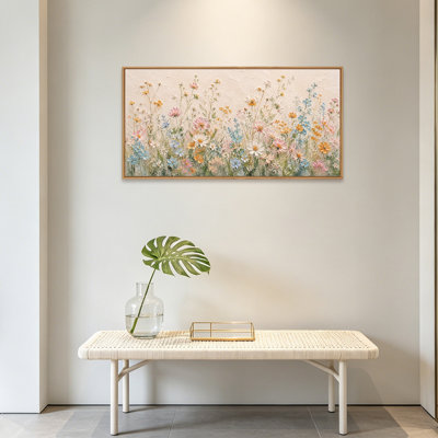 Art texturé encadré sur toile texturée Boho Wildflower