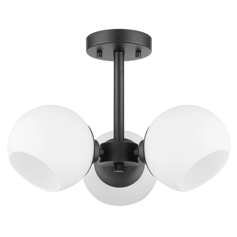 Plafonnier semi-encastré 3 lumières avec verre opale Stoll