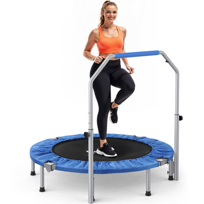 FED Fitness Bcan series BT4 48" Foldable Mini Trampoline Max Load 440lbs, Fitness Rebounder With Adjustable Foam Handle, Exercise Trampoline For Adults Indoor/garden Workout
