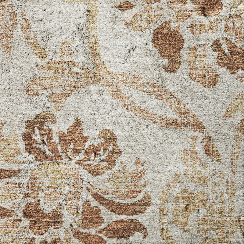 Tapis Dream Shag ADS766 de qualité supérieure, lavable à la machine et à motif floral, Terracotta, 2'3" x 7'6" Runner