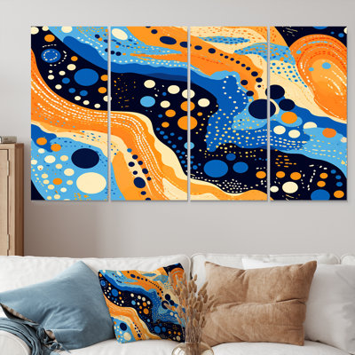 Origine des vagues de l'océan - Toile d'art abstrait mural 4 pièces