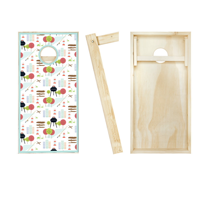 Ensemble de cornhole en bois massif 2 'x 4' avec sacs, Rouge / Jaune