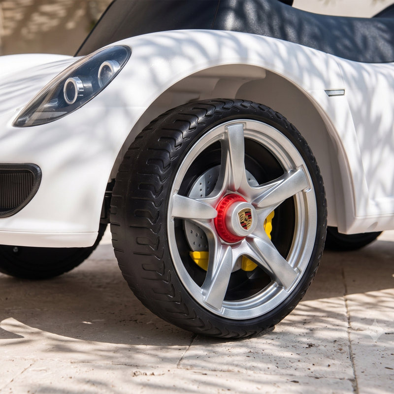 AIYAPLAY Ride on Car with Horn, Lights, Sound, Porsche Licensed, White
