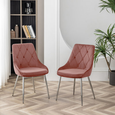 Chaise de salle à manger en velours touffetée Fabriciano