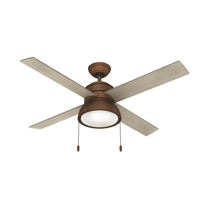 Ventilateur de plafond standard à DEL à 4 pales de 52 po avec chaînette et ensemble d'éclairage inclus Loki