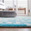 Tapis bleu / ivoire en laine touffeté à la main Adelei-1073027688