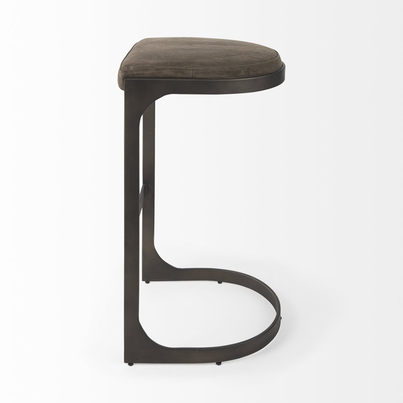 Chaise de bar 29 po en cuir noir et métal, Brun foncé, Tabouret de bar (assise à une hauteur de 31,25 po