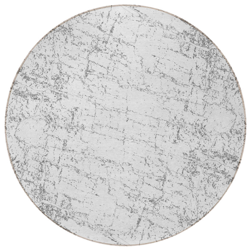 Tapis intérieur rond lavable abstrait ivoire 8 pi