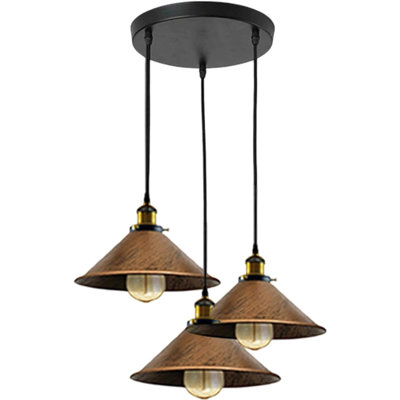 3 Way Pendant Light Fixtures Farmhouse Industrial Hanging Pendant Lighting Adjustable Kitchen Island Light for Dinning Room,Bedroom,Hallway, E26 Base