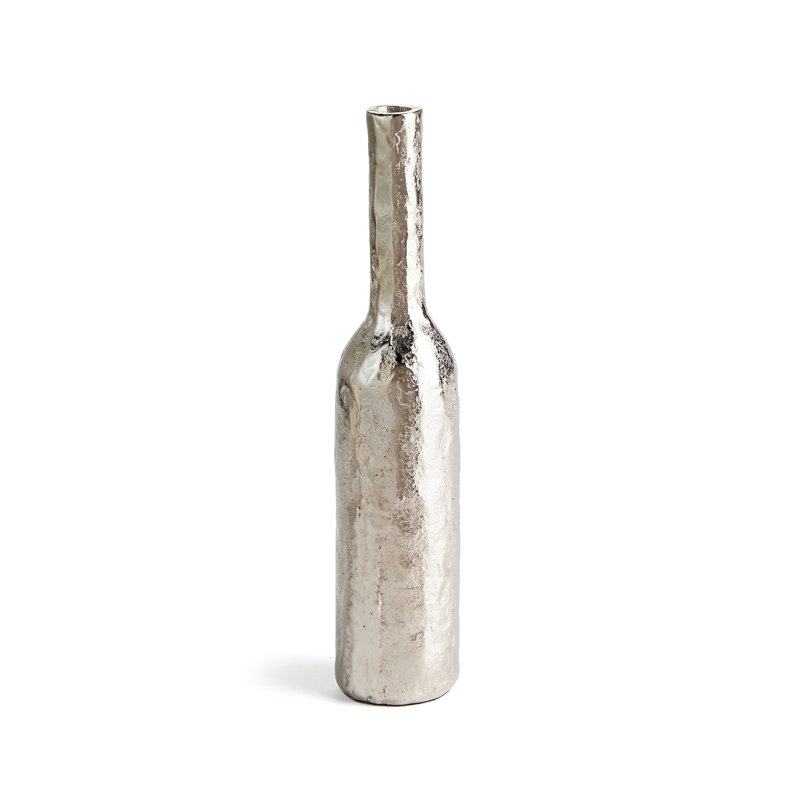 Candelora Handmade Aluminum Table Vase, 14" H x 2.75" W x 2.75" D, Silver