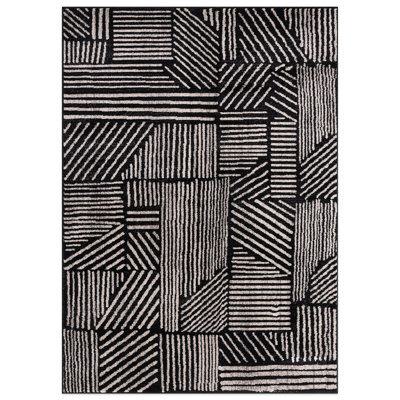 Rambo Geometric Black/Ivory Area Rug