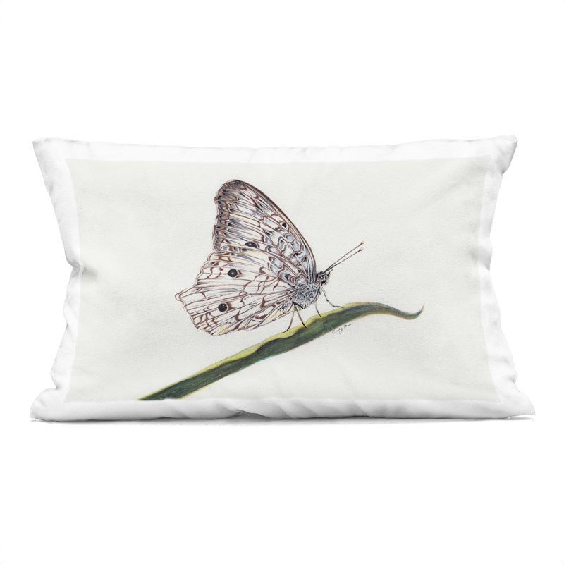 Coussin décoratif rétro imprimé papillon rose abstrait, design par LSR Design Studio, Rectangle H 20 po x l 14 po