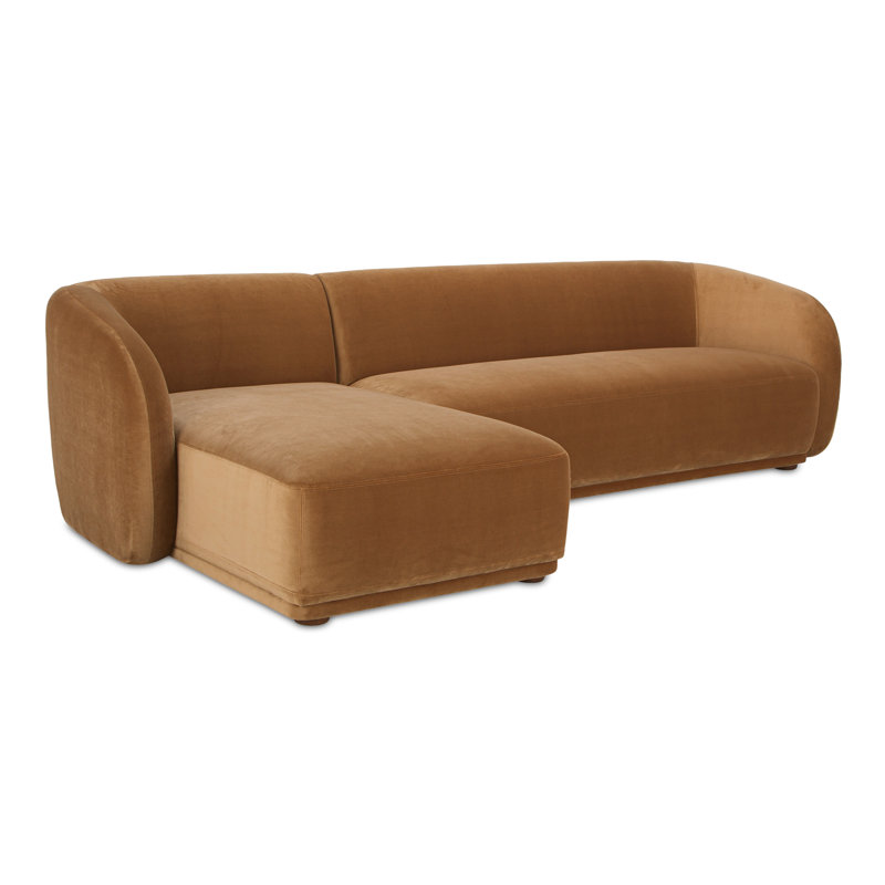 Canapé modulaire à 2 pièces de 112 po Penelope, Orienté à droite, Faux mohair chameau